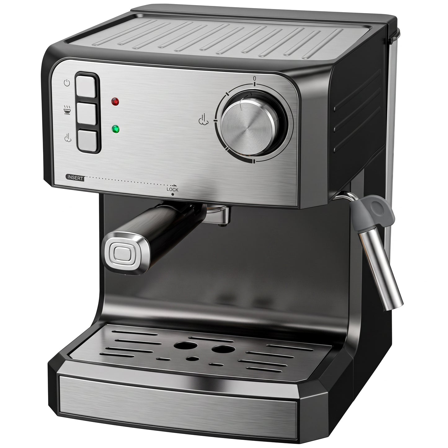 HOMCOM Espresso Machine, 20-Bar Semi Automatic Cappuccino Coffee Maker with Frother Wand, 1.6 L Water Tank, Black