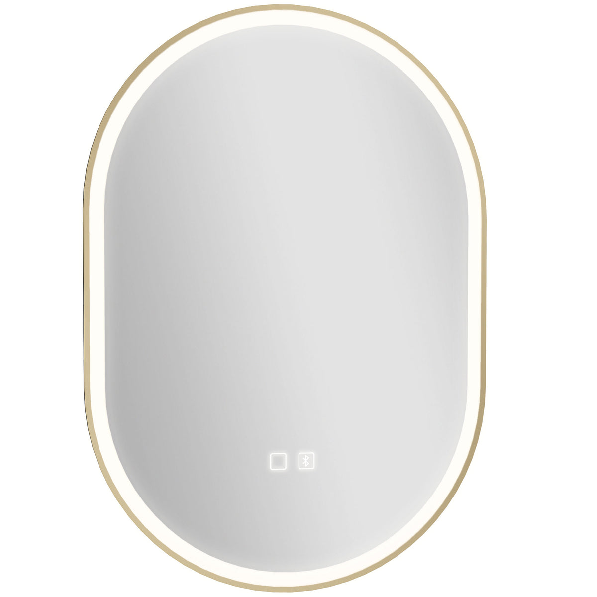 HOMCOM Bathroom Mirror with LED Lights, 100x70cm Oval Bathroom Mirror, Dimmable, Bluetooth, Anti-Fog, Gold Tone Default Title