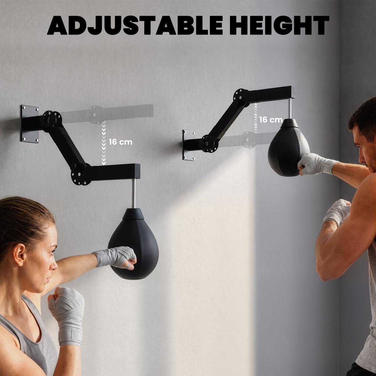 SPORTNOW Wall Mount Speed Bag, Height Adjustable Boxing Speed Bag with Manual Air Pump and Wrenches, Home Gym Workout Equipment