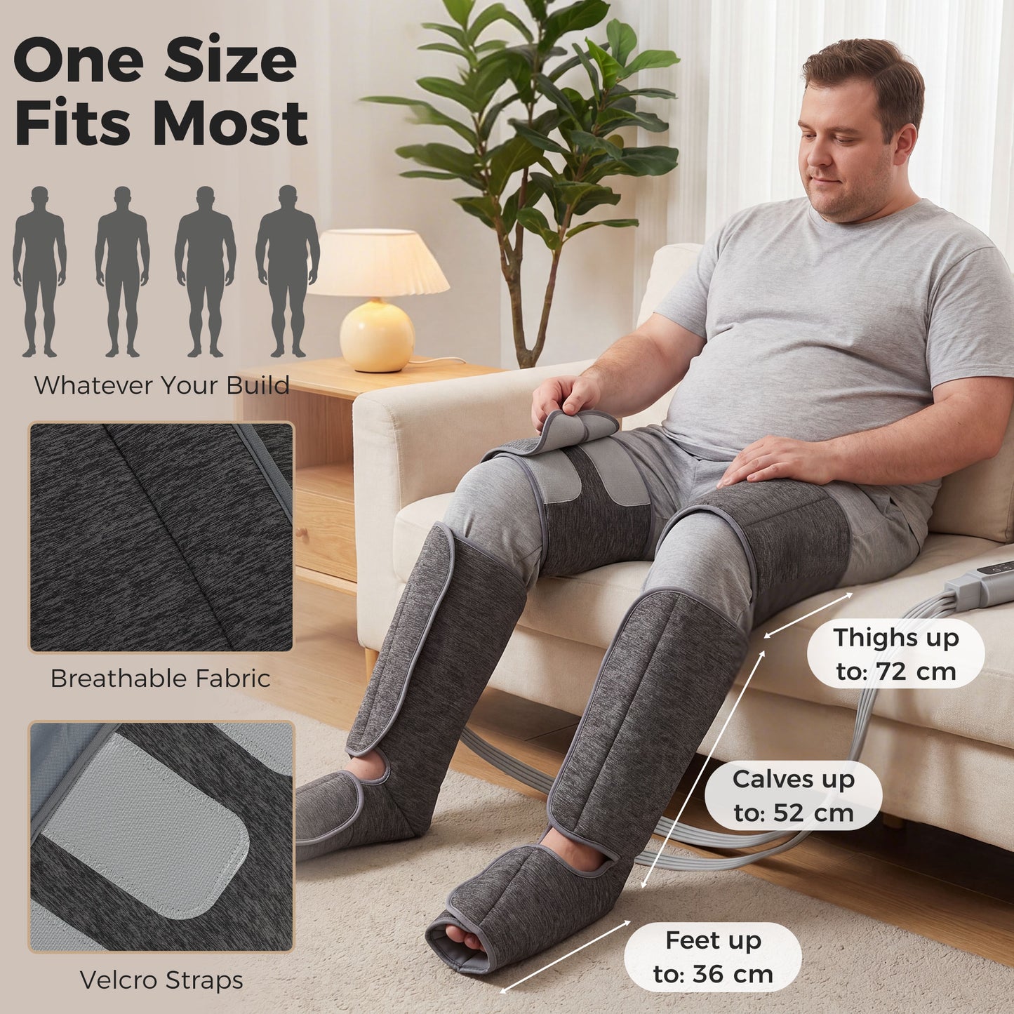 HOMCOM Leg Massager with Heat, Compression, 3 Auto Modes & 3 Intensities, Foot and Calf Massage Machine