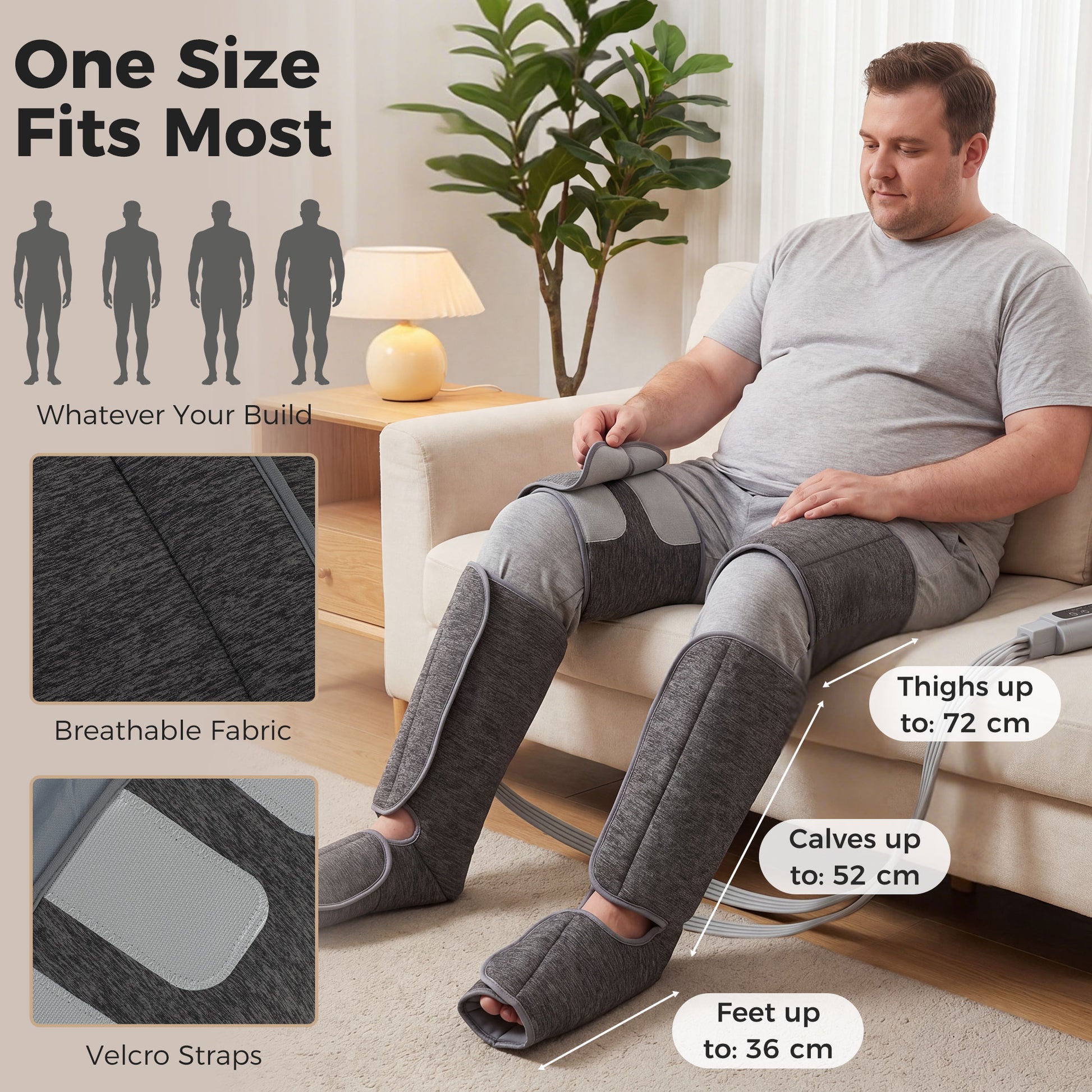 HOMCOM Leg Massager with Heat, Compression, 3 Auto Modes & 3 Intensities, Foot and Calf Massage Machine