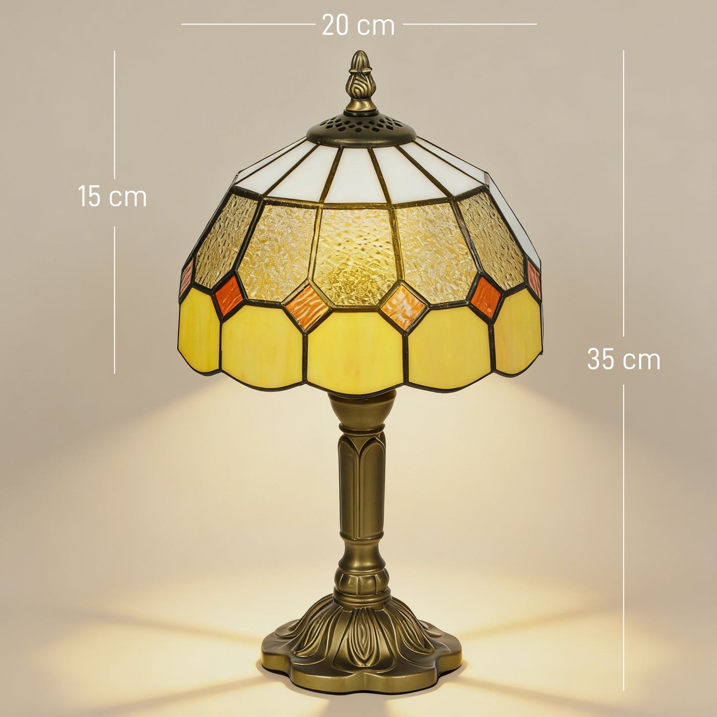 HOMCOM Handmade Art Deco Glass Table Lamp - White/Orange