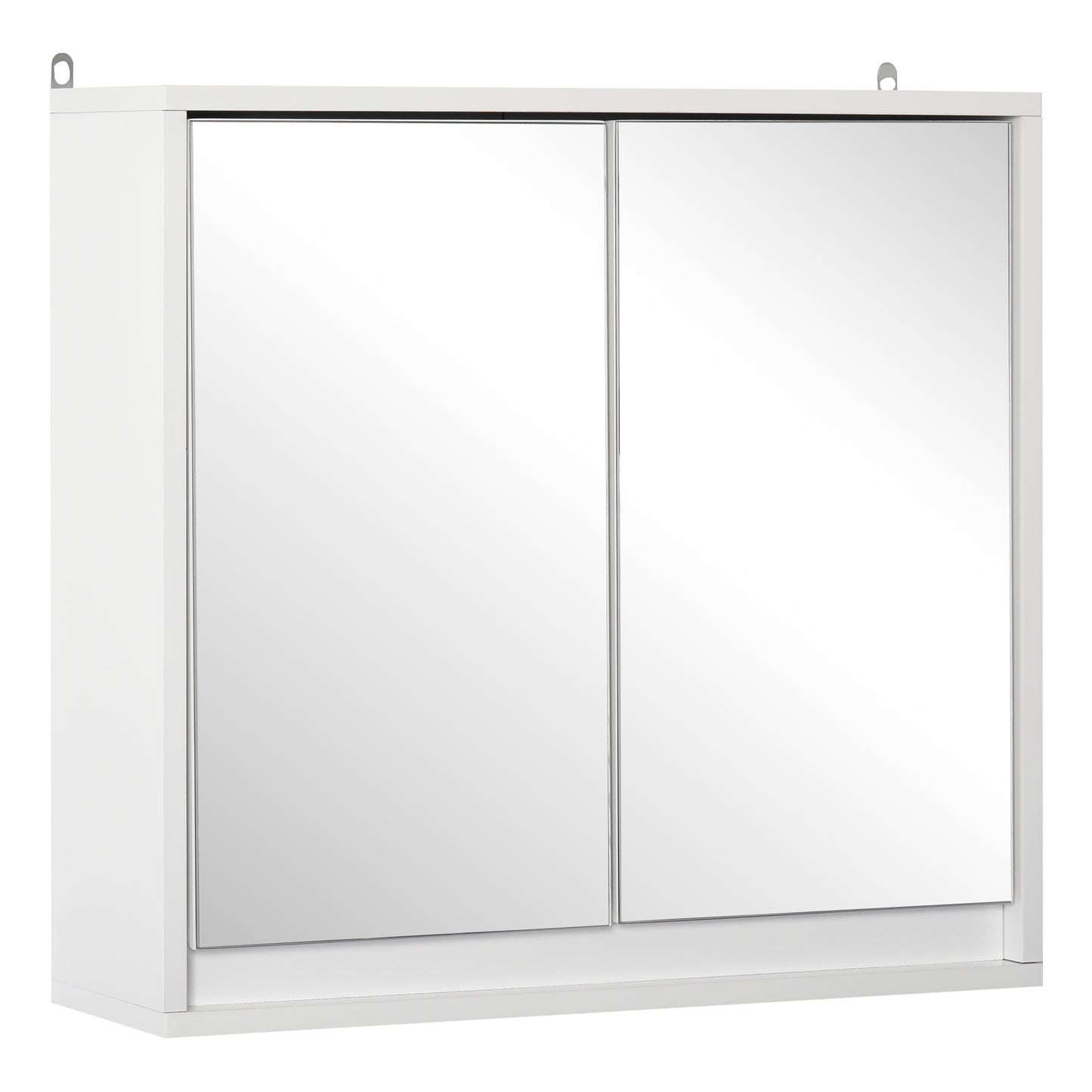 HOMCOM Bathroom Mirror Cabinet Wall Mounted Storage Shelf Bathroom Cupboard Double Door, White Default Title