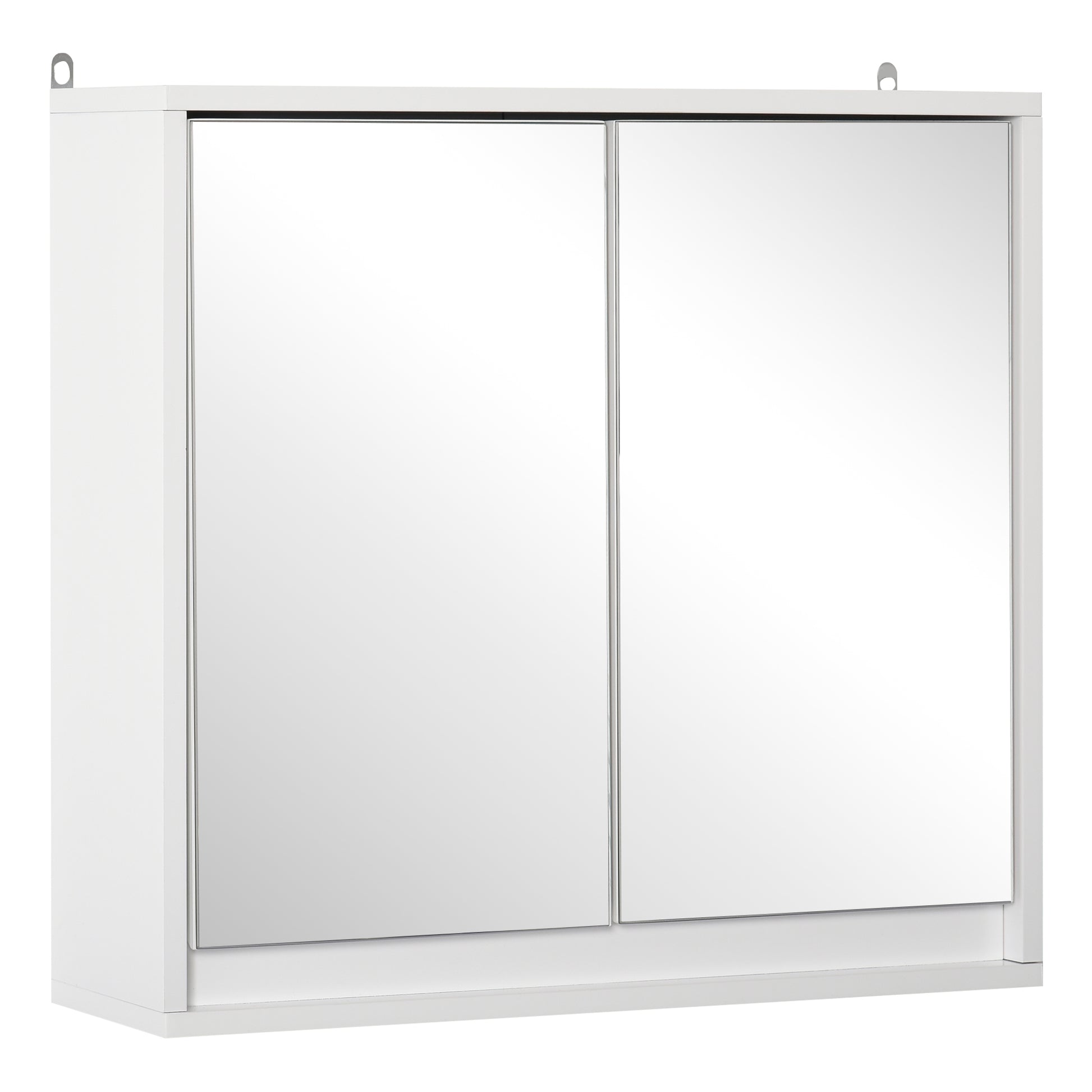 HOMCOM Bathroom Mirror Cabinet Wall Mounted Storage Shelf Bathroom Cupboard Double Door, White Default Title