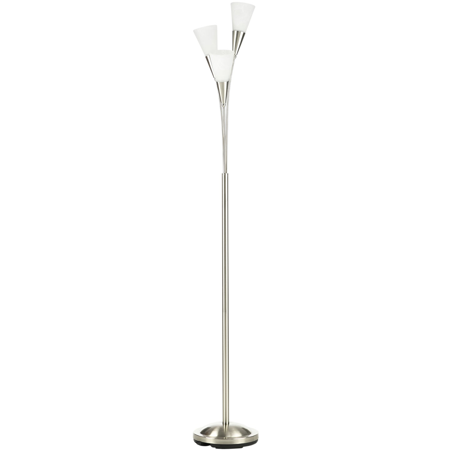 HOMCOM Modern Standing Lamp, 3-Light Upright Floor Lamps for Living Room, Silver Tone
