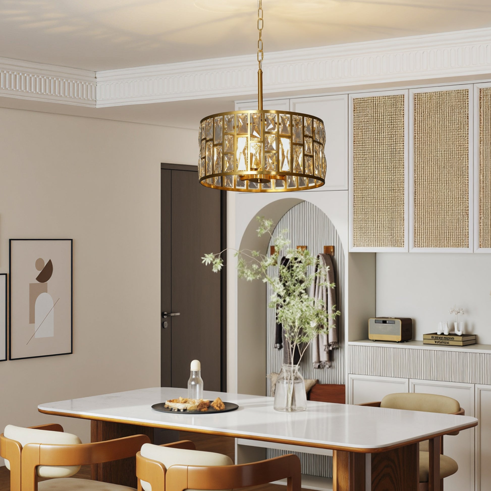 HOMCOM 72 Glass Crystallite Chandelier - Gold-Tone