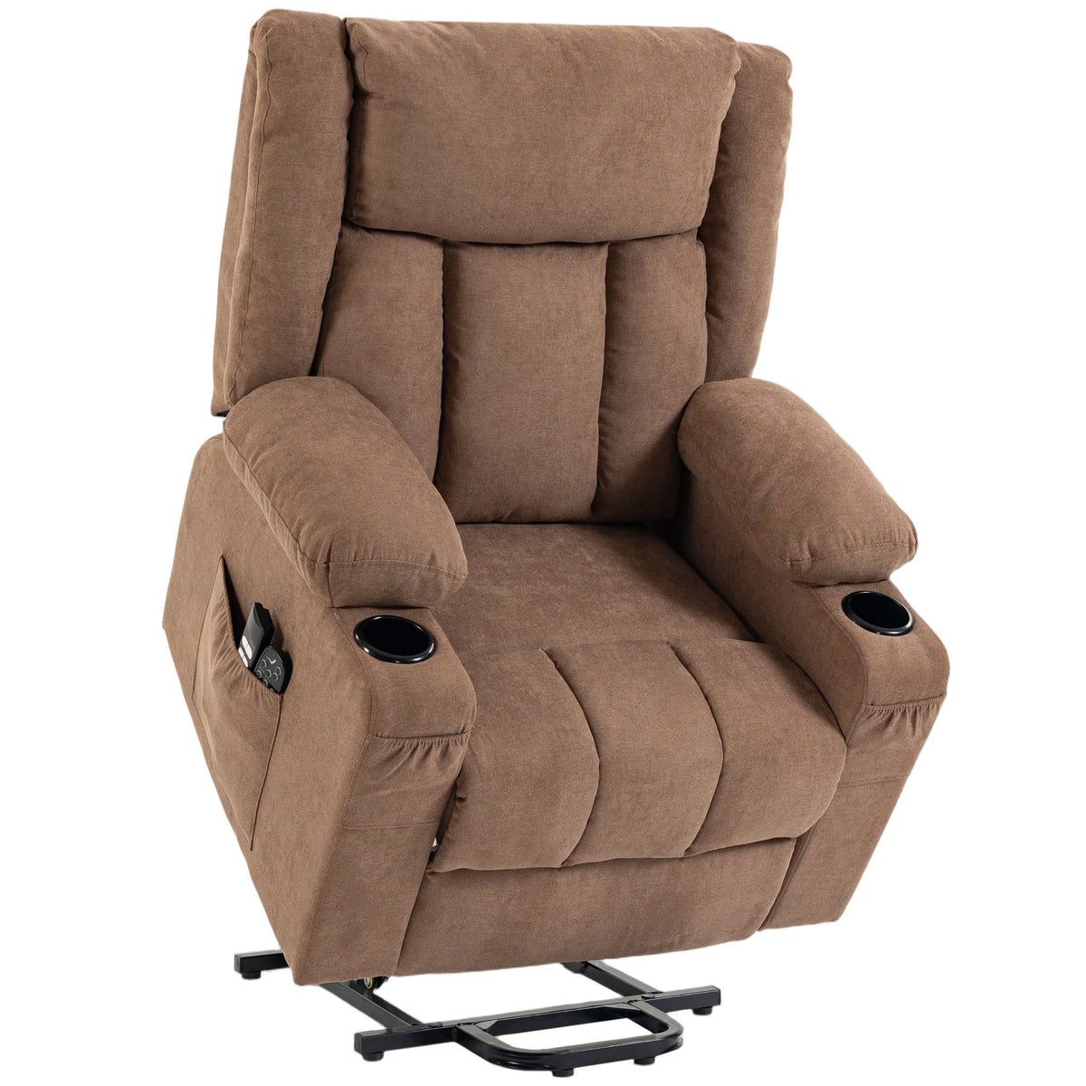 HOMCOM Dual Motor Recliner Chair, 55Â° Electric Lift Chair for Elderly, Recliner Armchair with Massage and Heat, Brown Default Title