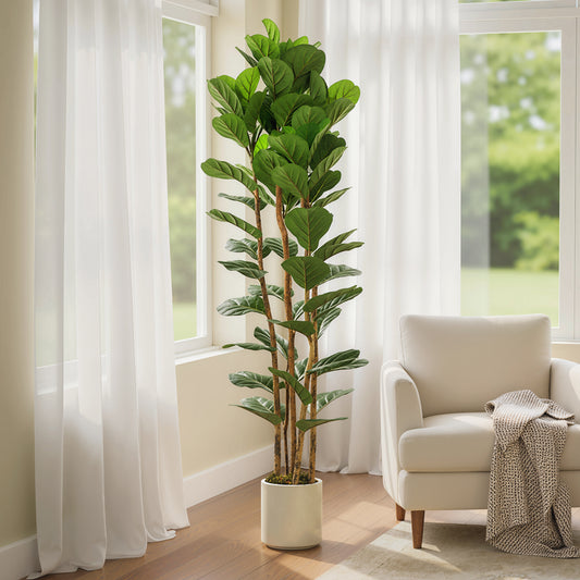 HOMCOM 180cm Artificial Fiddle Leaf Fig Tree - Green
