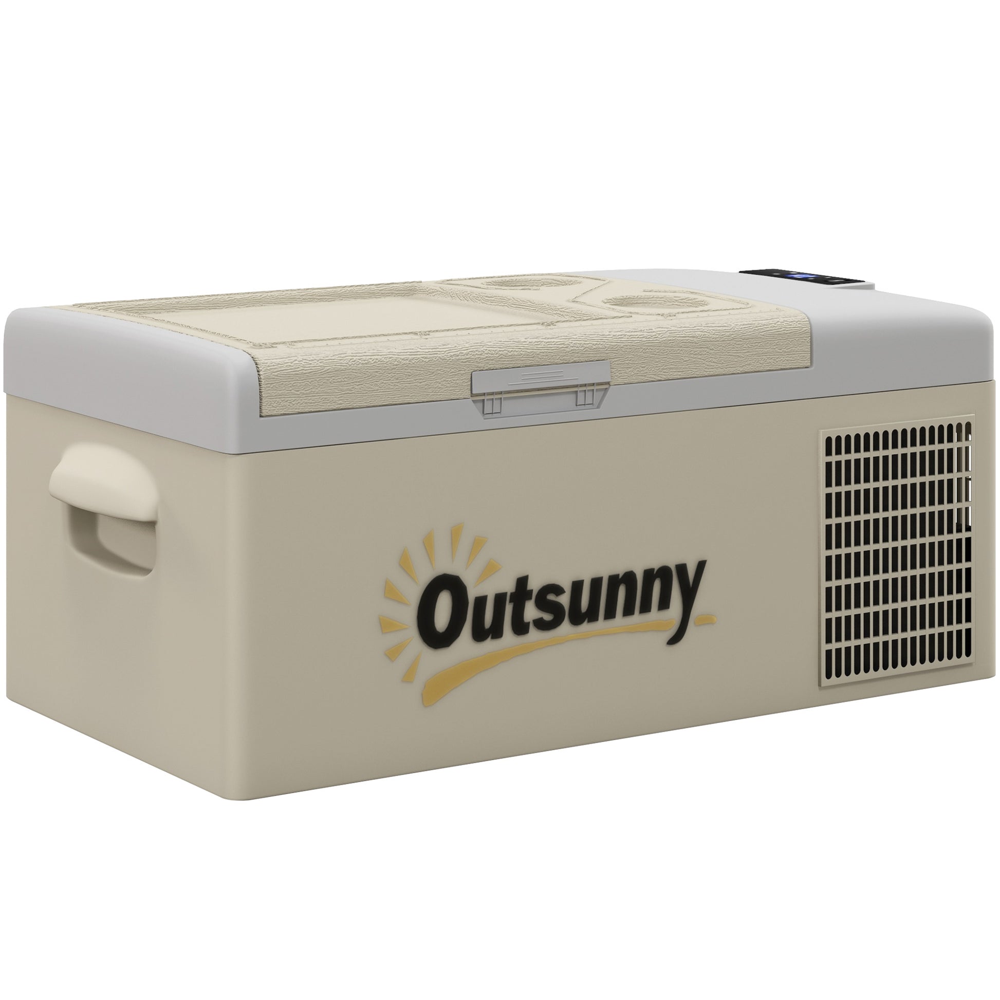 Outsunny 16L Portable Car Fridge, -20â„ƒ to 10â„ƒ Adjustable Temperature - Khaki/Grey