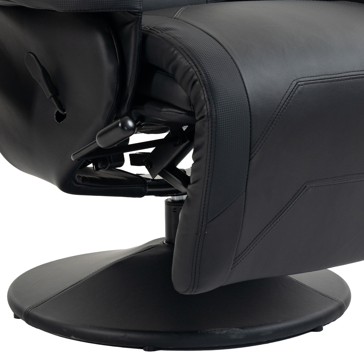 HOMCOM Manual Recliner Armchair PU Leather Lounge Chair w/ Adjustable Leg Rest, 135Â° Reclining Function, 360Â° Swivel, Black