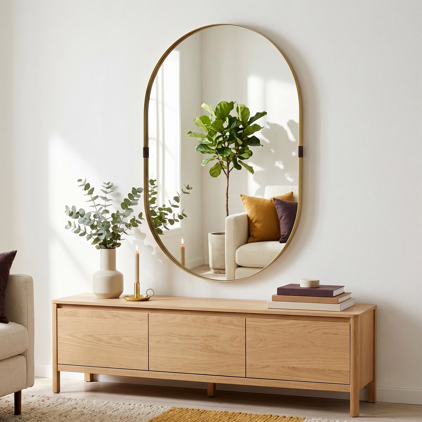 HOMCOM Wall Mirror, Bathroom Mirror with Elevated Aluminium Alloy Frame, 60 x 90 cm, Gold Tone