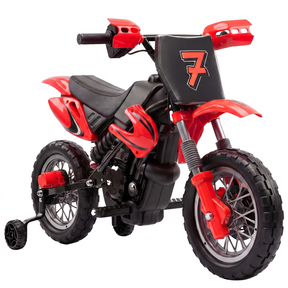 AIYAPLAY 12V Kids Electric Motorbike, Ride on Motorcycle with Dual Motors, Training Wheels, Rear Suspension for 3-6 Years, Red Default Title