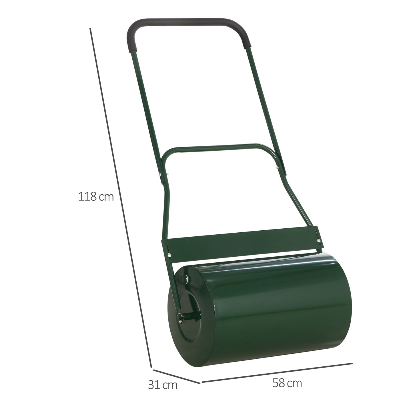 Outsunny 40L Lawn Roller Drum Scraper Bar Collapsible Handle Water or Sand Filled Î¦32cm Green