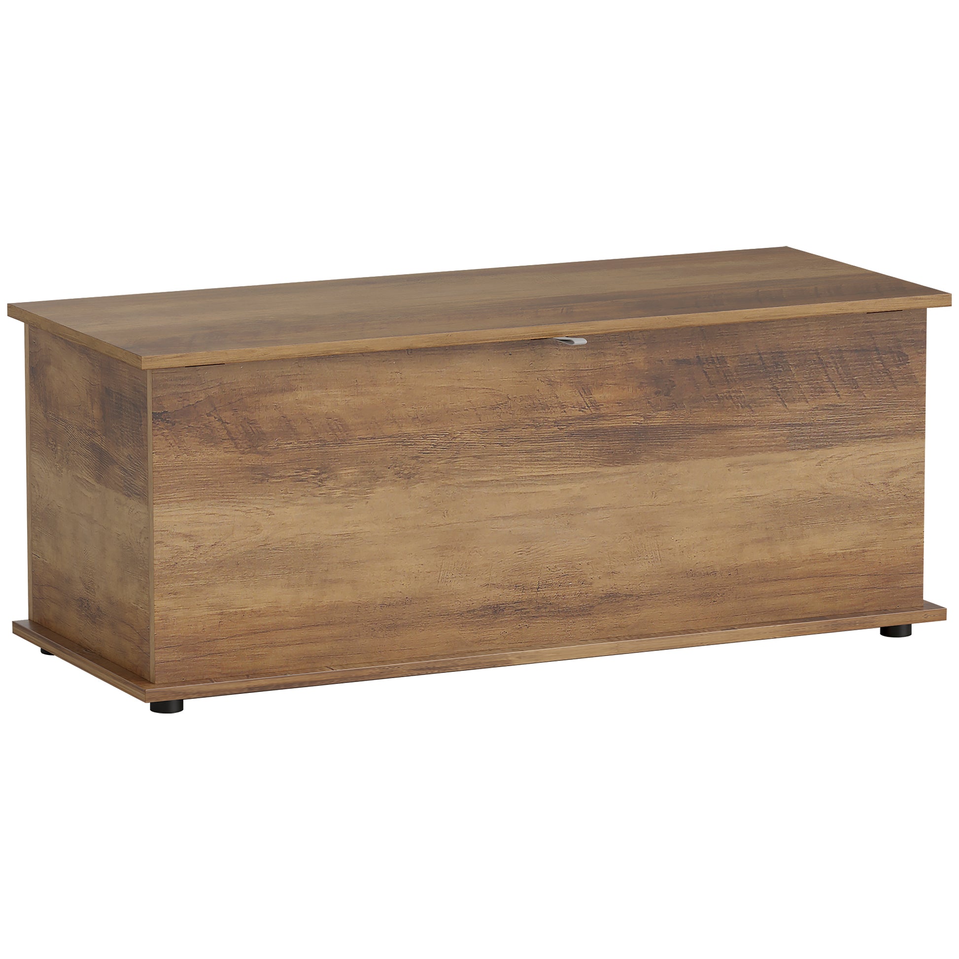 HOMCOM Storage Chest, Large 113L Blanket Box, Shoe Bench with Safety Hinged Lid, Storage Trunk, Bed End Bench for Bedroom, Hallway, Living room, Playroom, 100 x 40 x 40cm, Brown Wood Grain Default Title