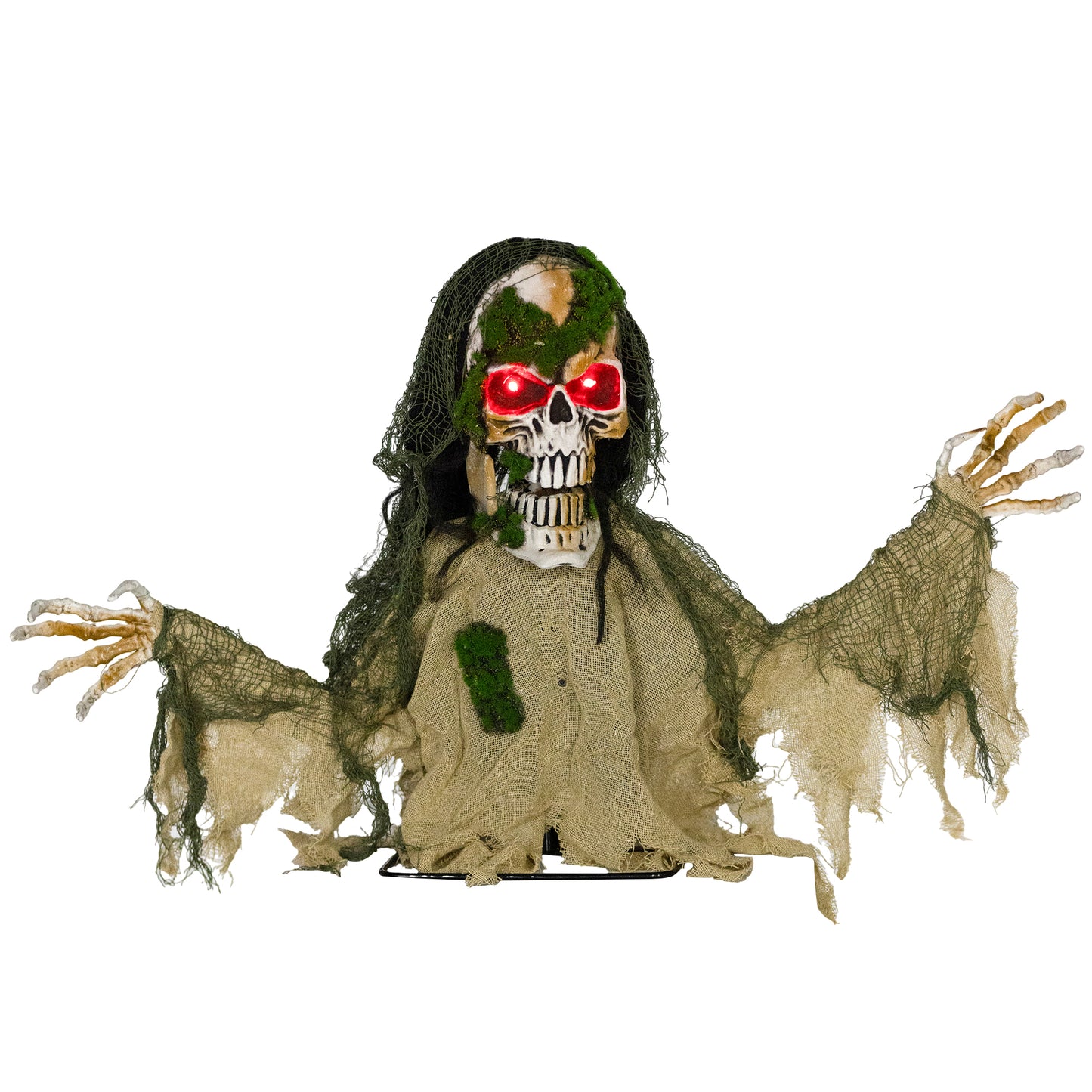 Outsunny Halloween Animated Skeleton with Glowing LED Eyes, Half-Body Scary Halloween Decorations, Battery Operated, Indoor Party Props Default Title