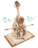 Robotime ROKR Magic Cello Mechanical Music Box Moveable Stem Funny Creative Toys For Child Girls 3D Wooden Puzzle AMK63