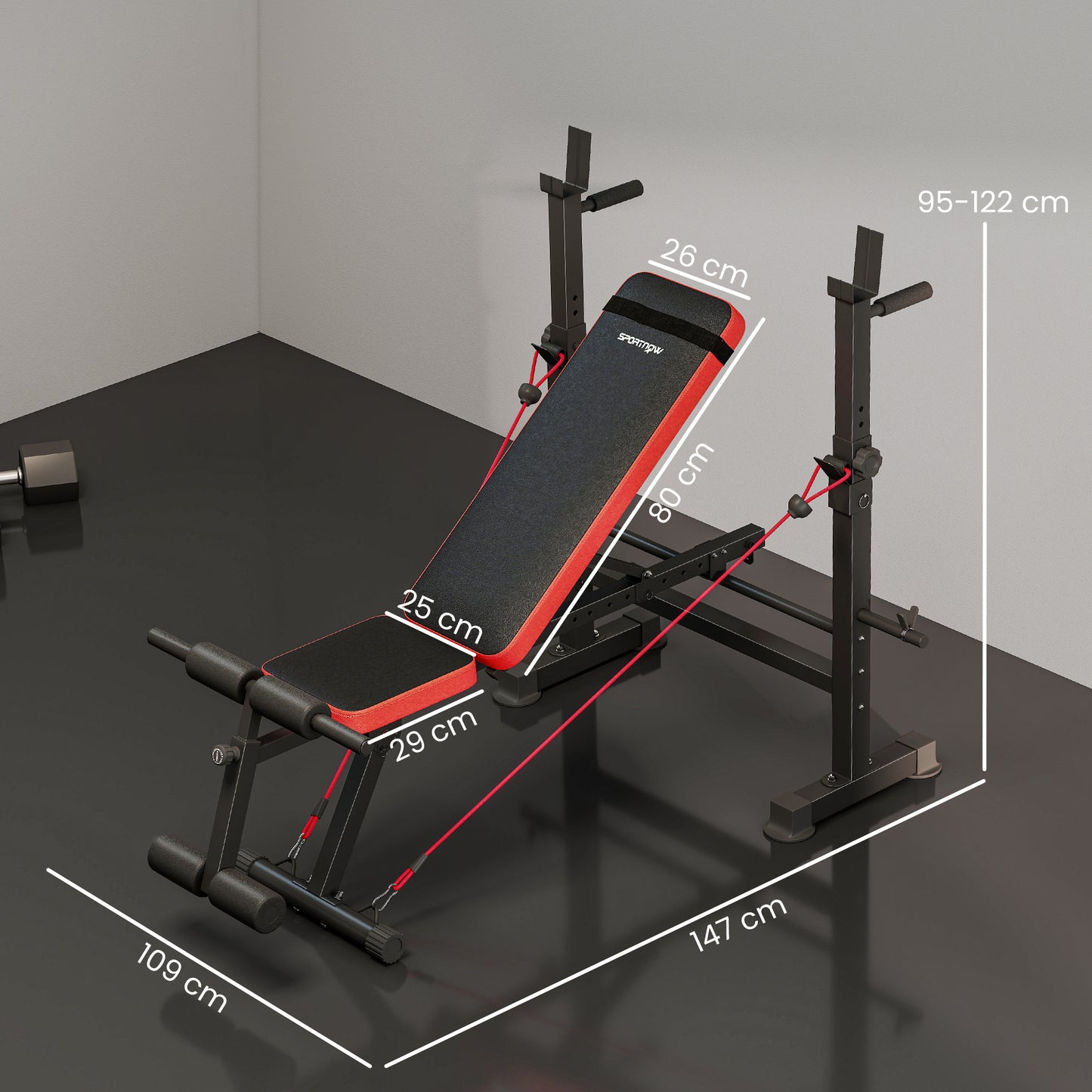 SPORTNOW Adjustable Weight Bench with Squat Rack and Dip Stand