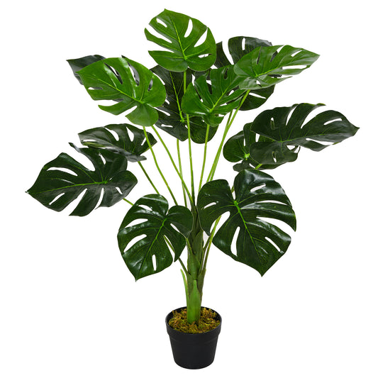 Outsunny Decorative Artificial Monstera Plants in Pot Fake Plants for Home Indoor Outdoor Decor, 85cm
