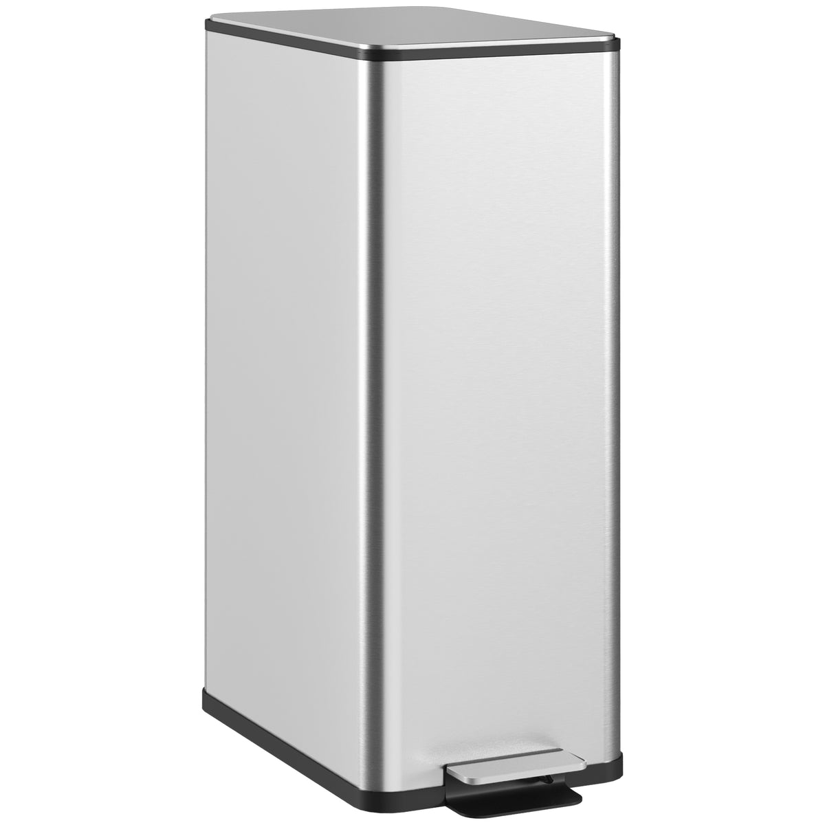 HOMCOM 20L Kitchen Pedal Bin, Slim Stainless Steel Rubbish Bin, Removable Inner Bucket, Soft-Close and Stay-Open Lid, Silver Tone Default Title