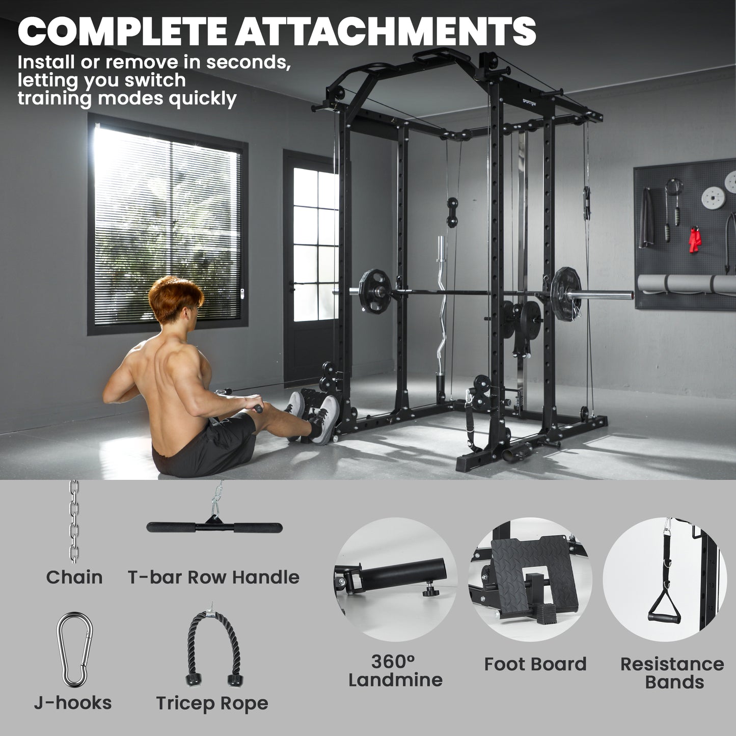 SPORTNOW Cable Crossover Machine, with Lat-Pull Down System
