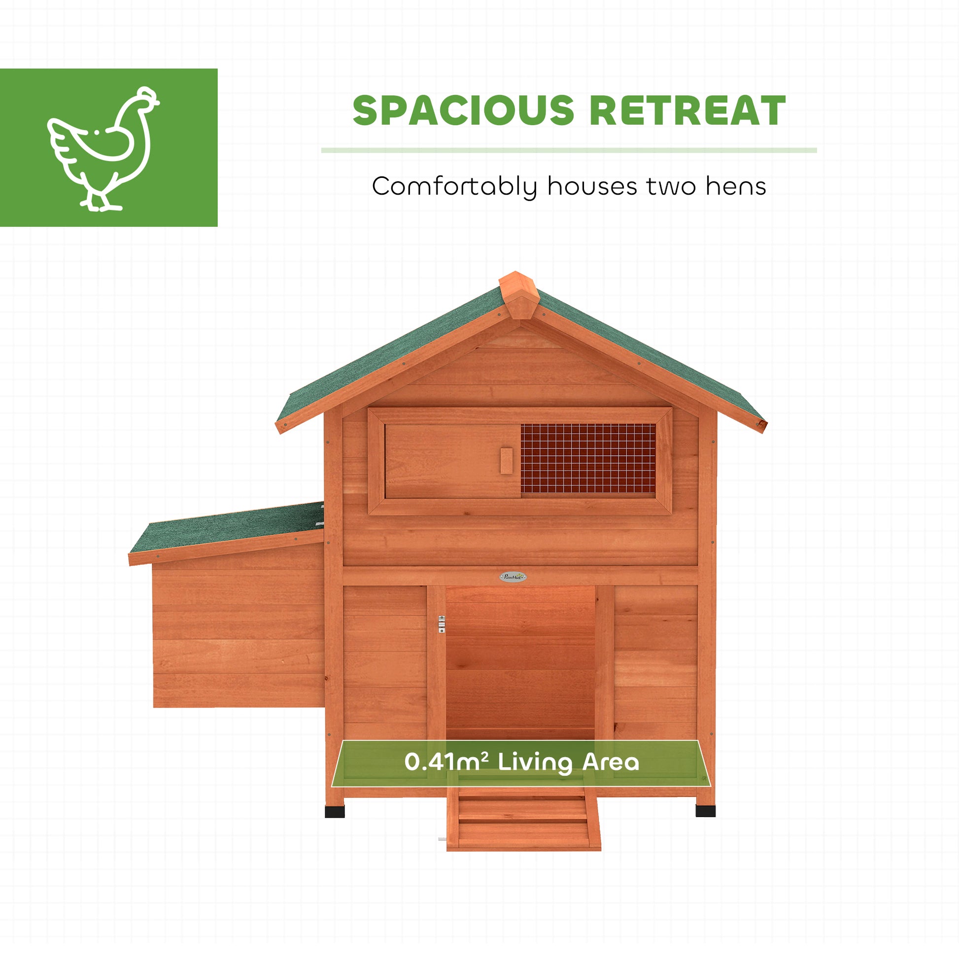 PawHut Chicken Coop, Wooden Hen House with Nesting Box, Pull-Out Tray, Waterproof Roof, Wooden Nature