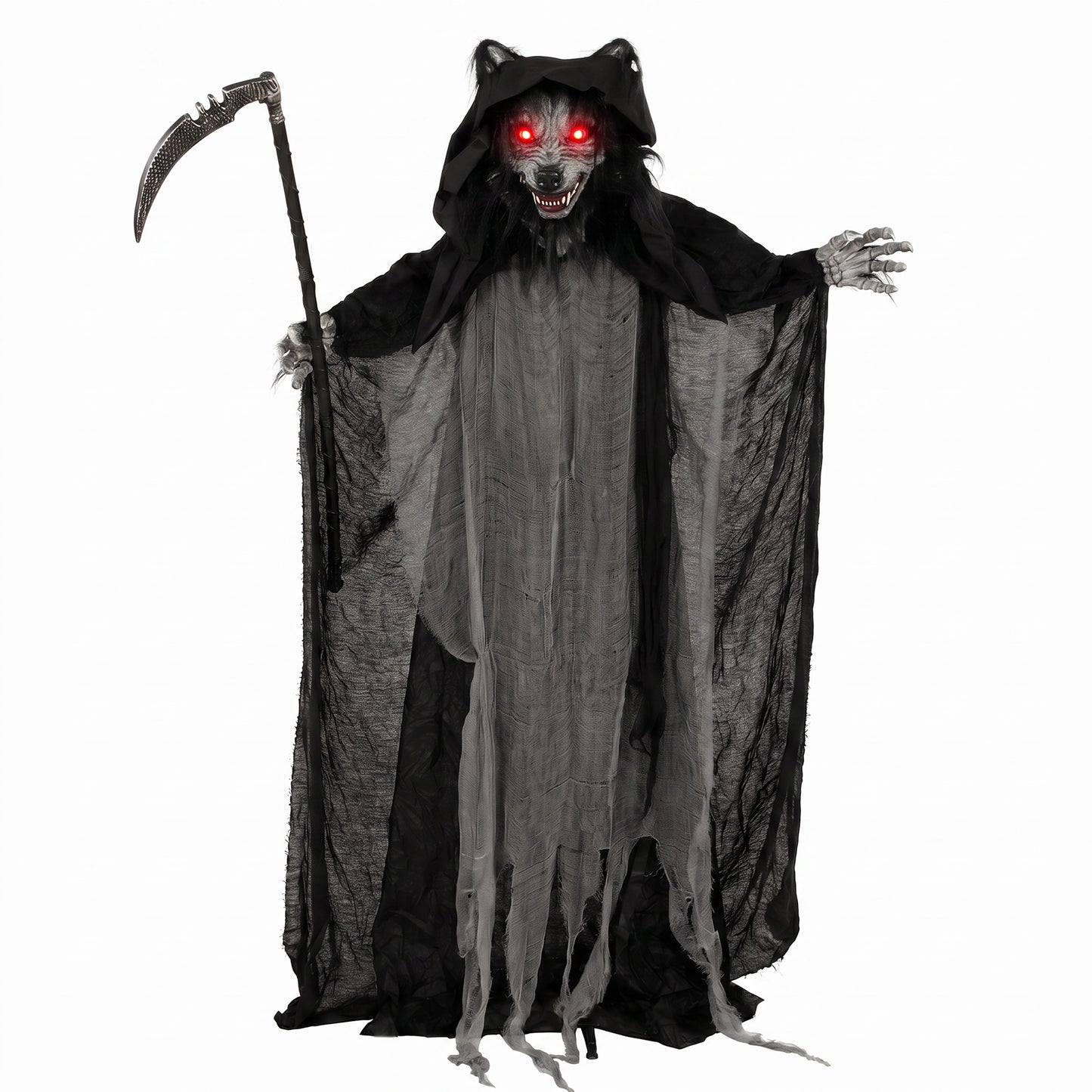 HOMCOM Halloween Standing Werewolf Animated Decoration with Light-Up Eyes, Sound and Touch Activated