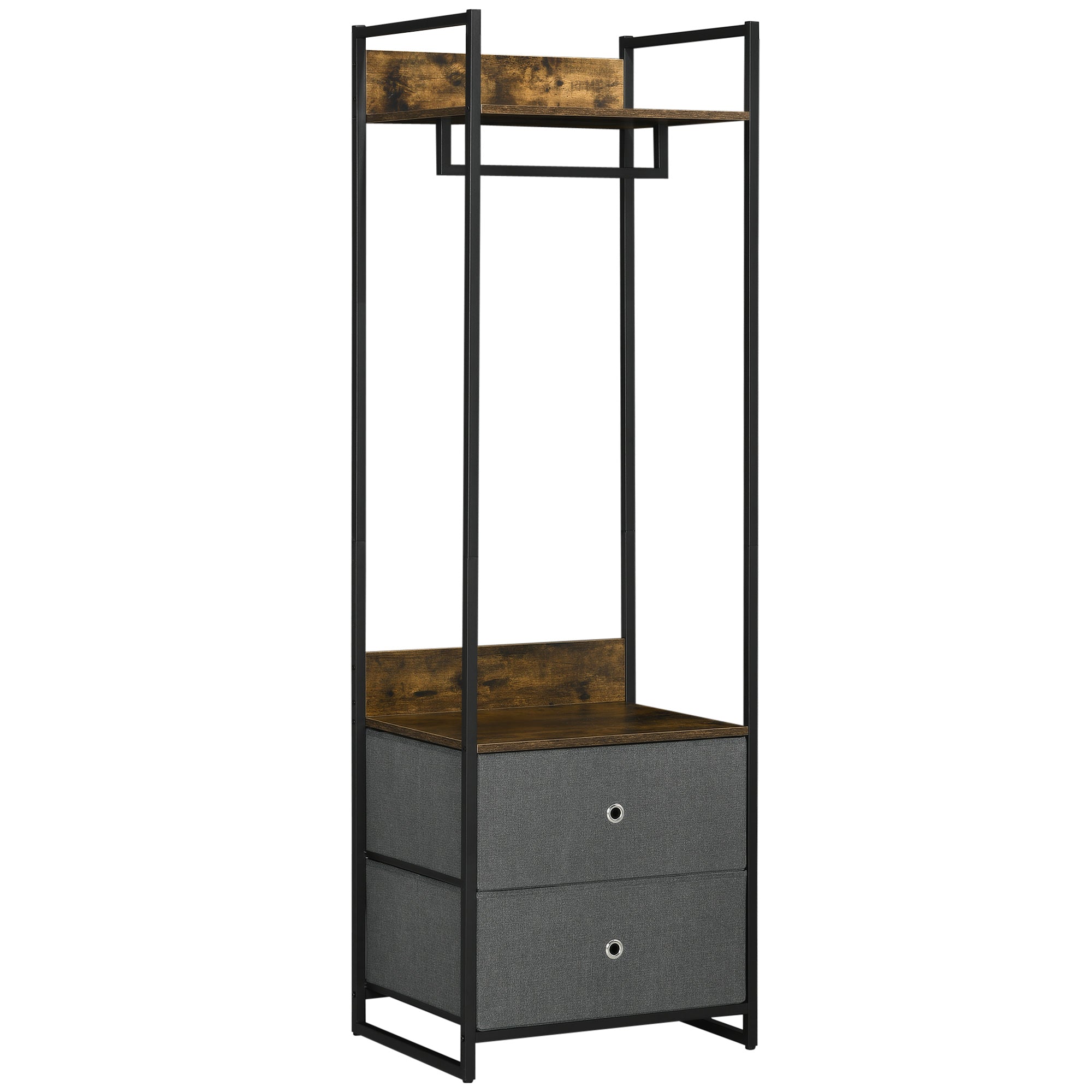 Liam Rack HOMCOM Clothes Rail, Metal Coat Stand, Garment Rack with 2 Fabric Stor ...