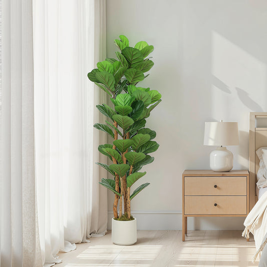 HOMCOM 150cm Artificial Fiddle Leaf Fig Tree - Green