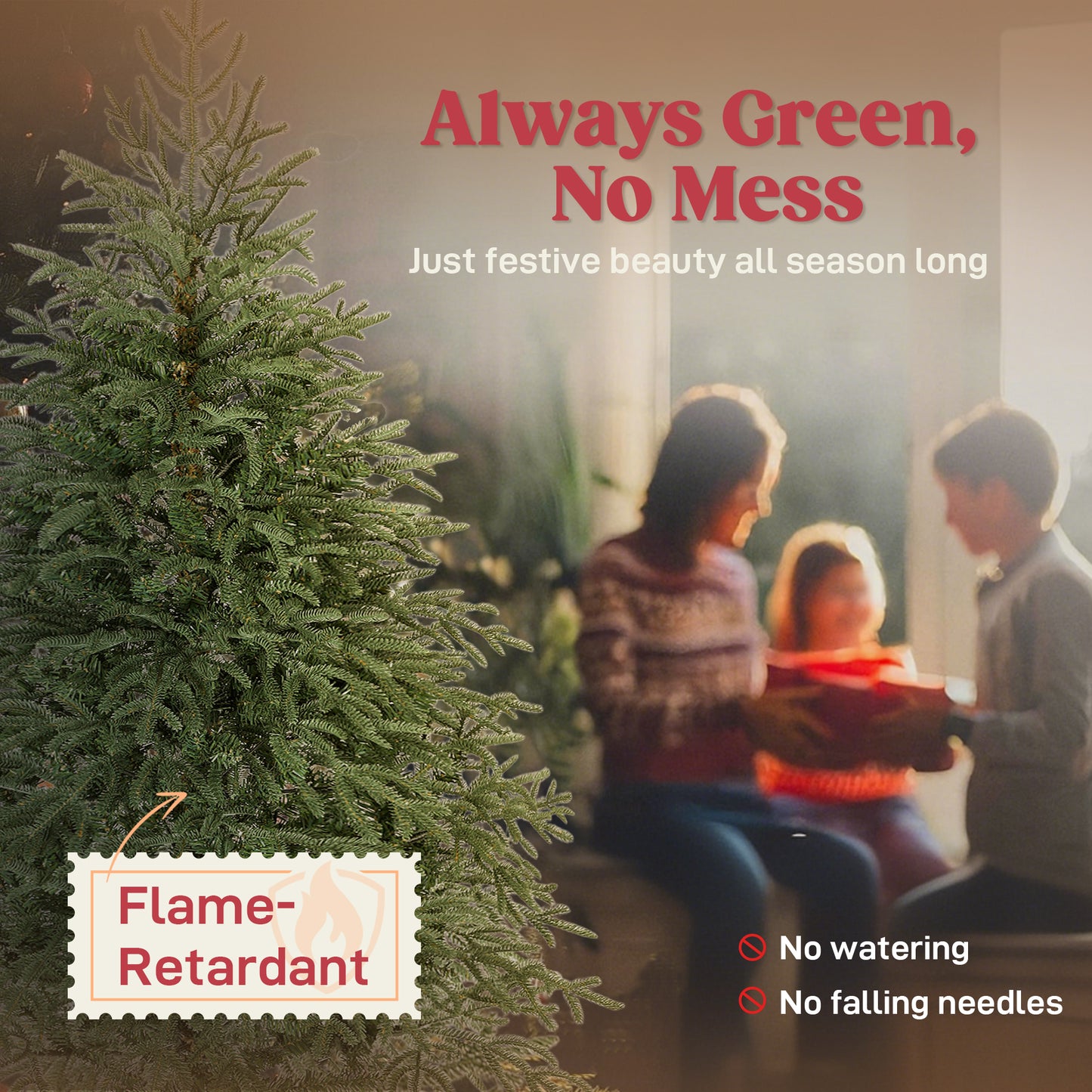 HOMCOM 5 ft Full Spruce Christmas Tree with Realistic Dense Tips, Easy Assembly - Green