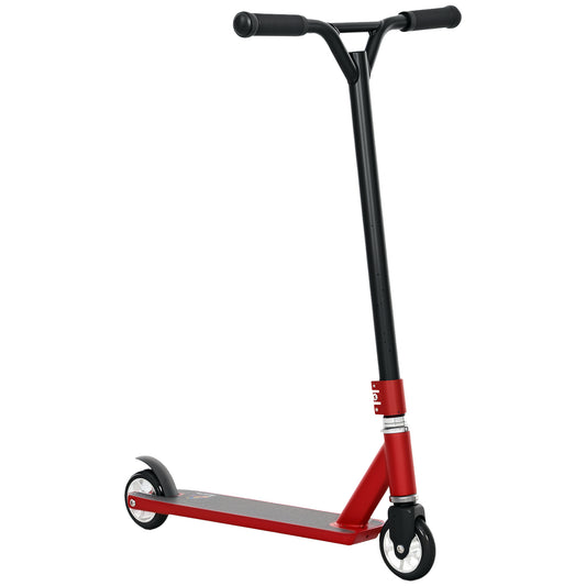 HOMCOM Stunt Scooter, 360Â° Entry Level Tricks Scooter w/ Lightweight Aluminium Deck and ABEC 7 Bearing, For Age 14+ Beginners, Red