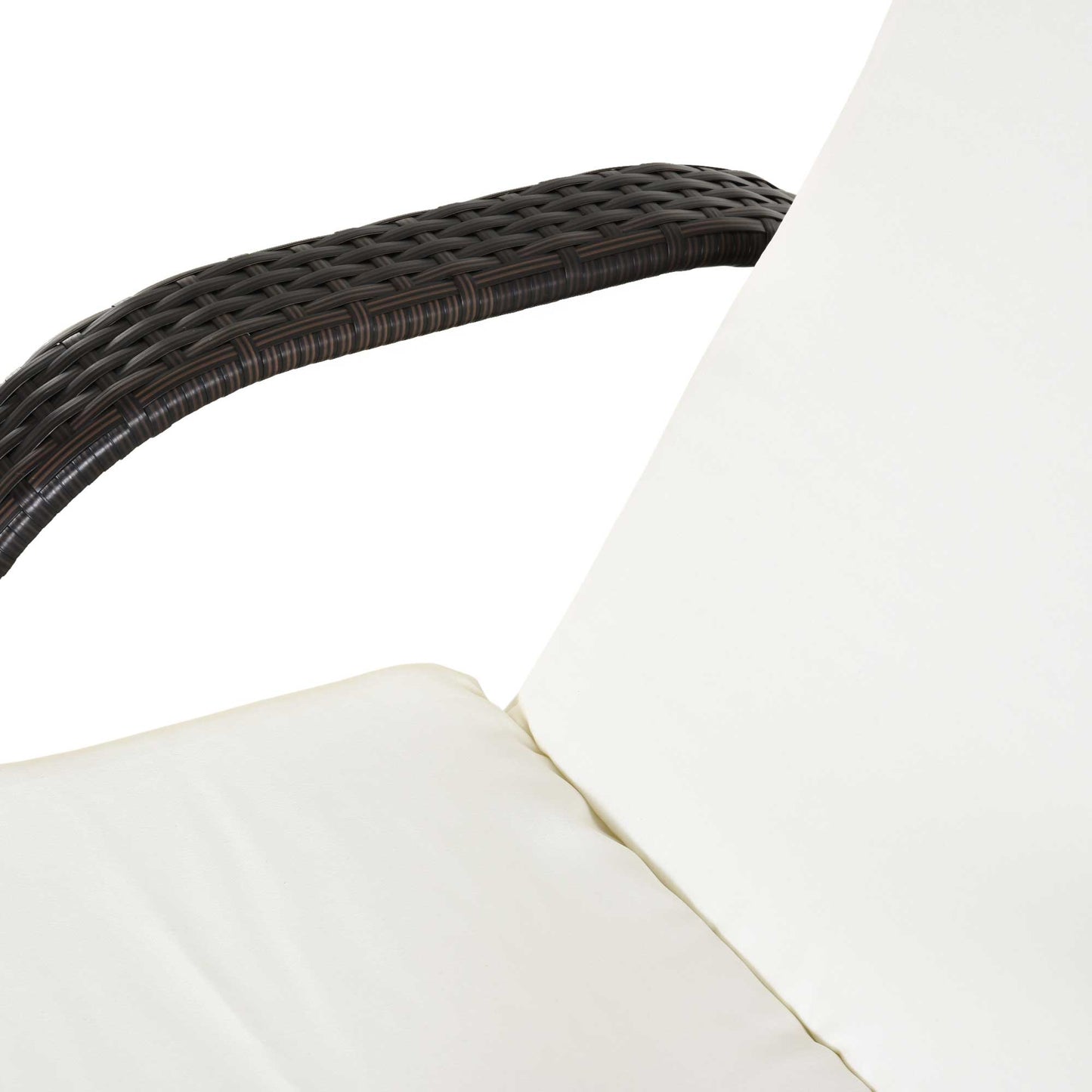 Outsunny 2PC Rattan Sun Lounger Recliner Bed Reclining Chair Patio Garden Outdoor Wicker Weave Adjustable Headrest with Fire Retardant Cushion â€“ Brown