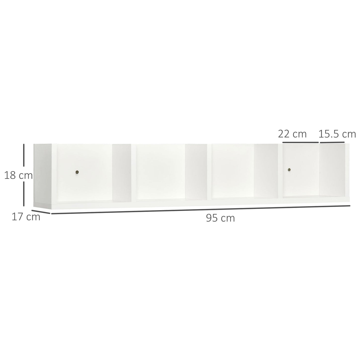HOMCOM Wall Mount 84 CD / 56 DVD/Blu-ray/ Media Storage Rack 4 Cubes Wooden Shelf Organizer Unit Bookcase Display (White)