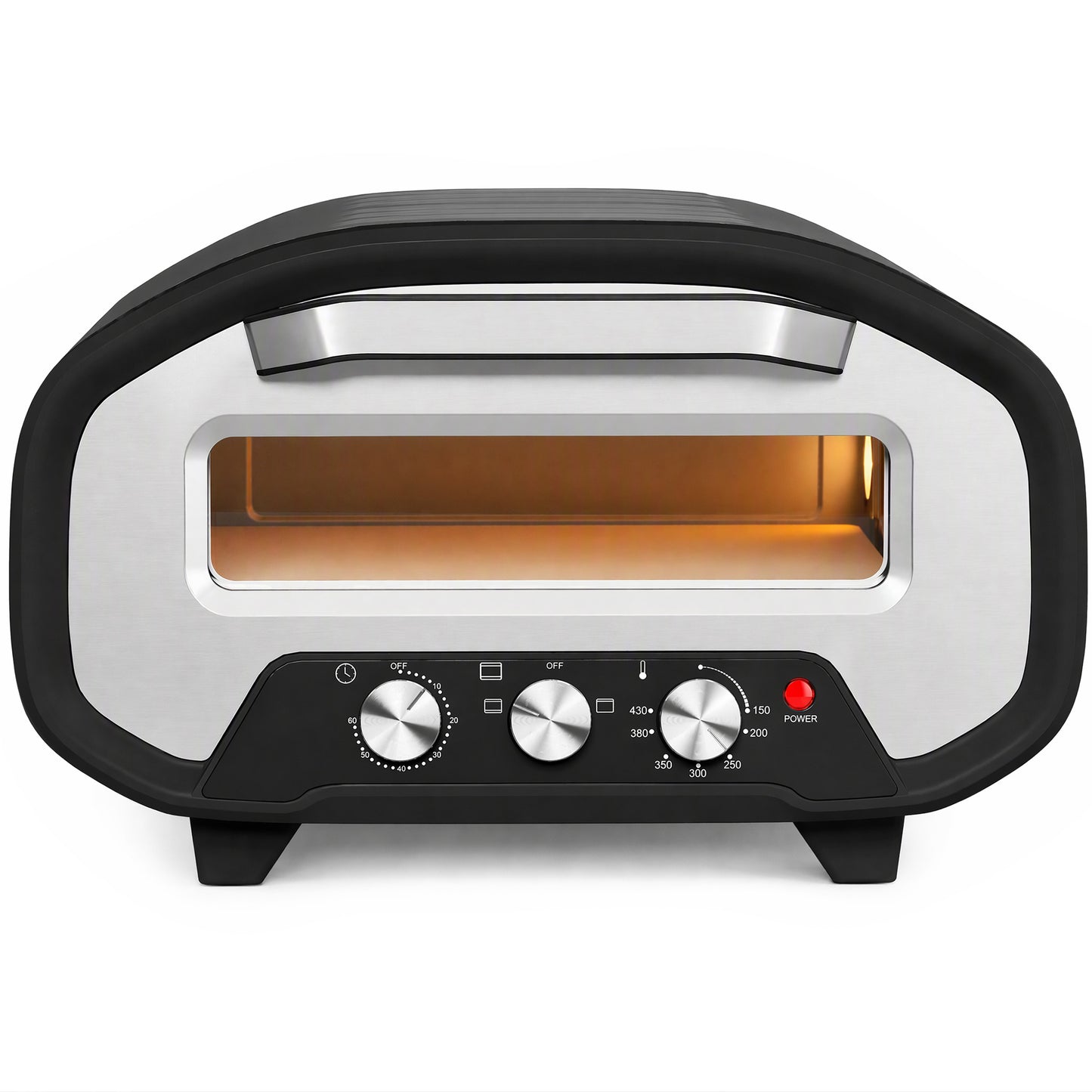 HOMCOM Electric Pizza Oven, Pizza Maker with 3 Knob Control and Ceramic Stone, Viewing Window, 2200W