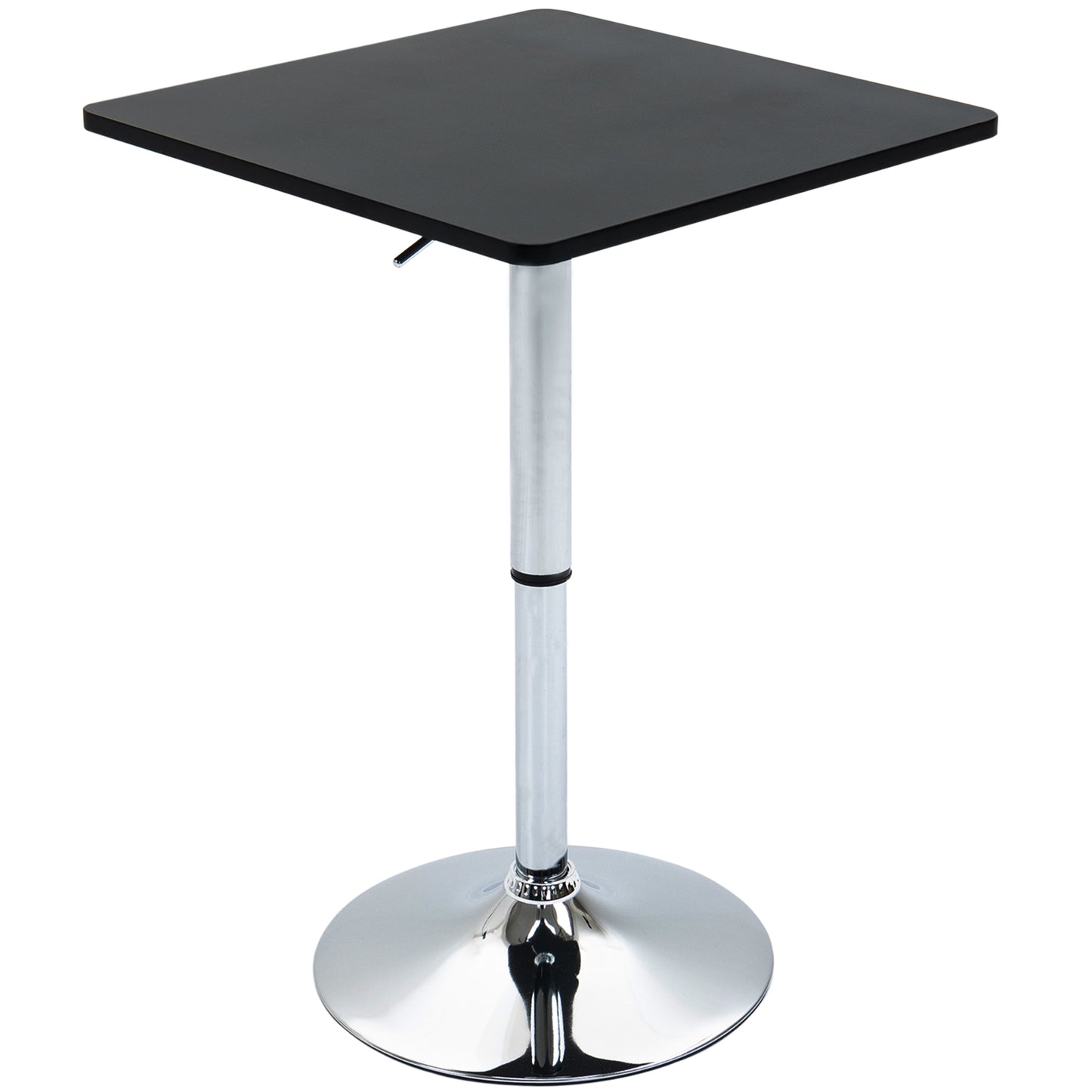 HOMCOM Modern Height Adjustable Counter Bar Table with 360Â° Swivel Tabletop and Electroplating Metal Base, Pub Desk for Living Room, Kitchen, Restaurant, Pub, Black and Silver