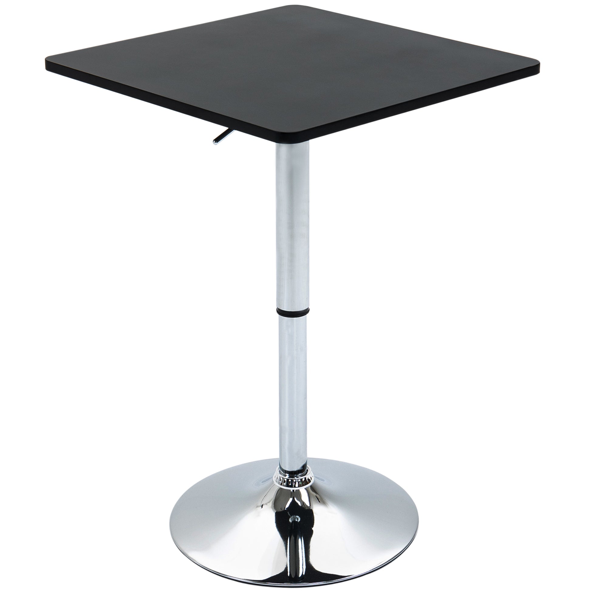 HOMCOM Modern Height Adjustable Counter Bar Table with 360Â° Swivel Tabletop and Electroplating Metal Base, Pub Desk for Living Room, Kitchen, Restaurant, Pub, Black and Silver