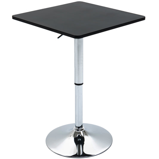 HOMCOM Modern Height Adjustable Counter Bar Table with 360Â° Swivel Tabletop and Electroplating Metal Base, Pub Desk for Living Room, Kitchen, Restaurant, Pub, Black and Silver