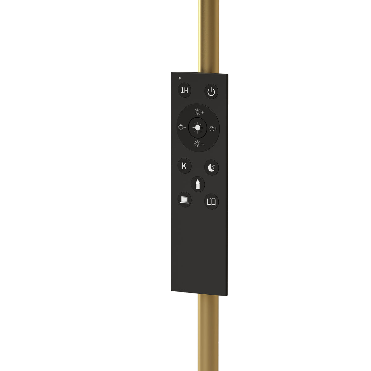 HOMCOM Modern Floor Lamp with Shelf, Dimmable Floor Lamp with Linen Shade, RF Remote and Foot Switch for Living Room, Gold Tone