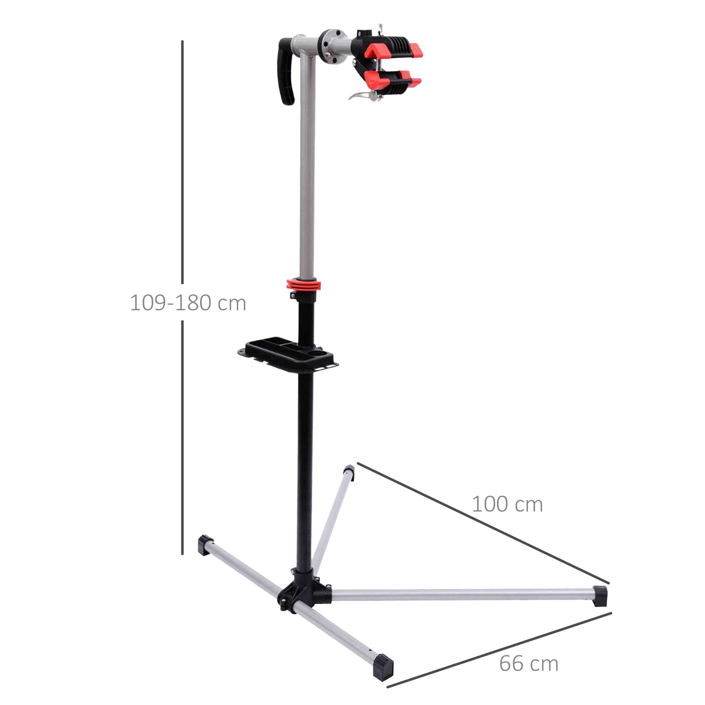 HOMCOM Bike Repair Stand Workstation, Bicycle Maintenance Workstand, Height Adjustable, with Tool Tray & 360Â° Rotating Adjustable Clamp for Home Mechanic Workshop