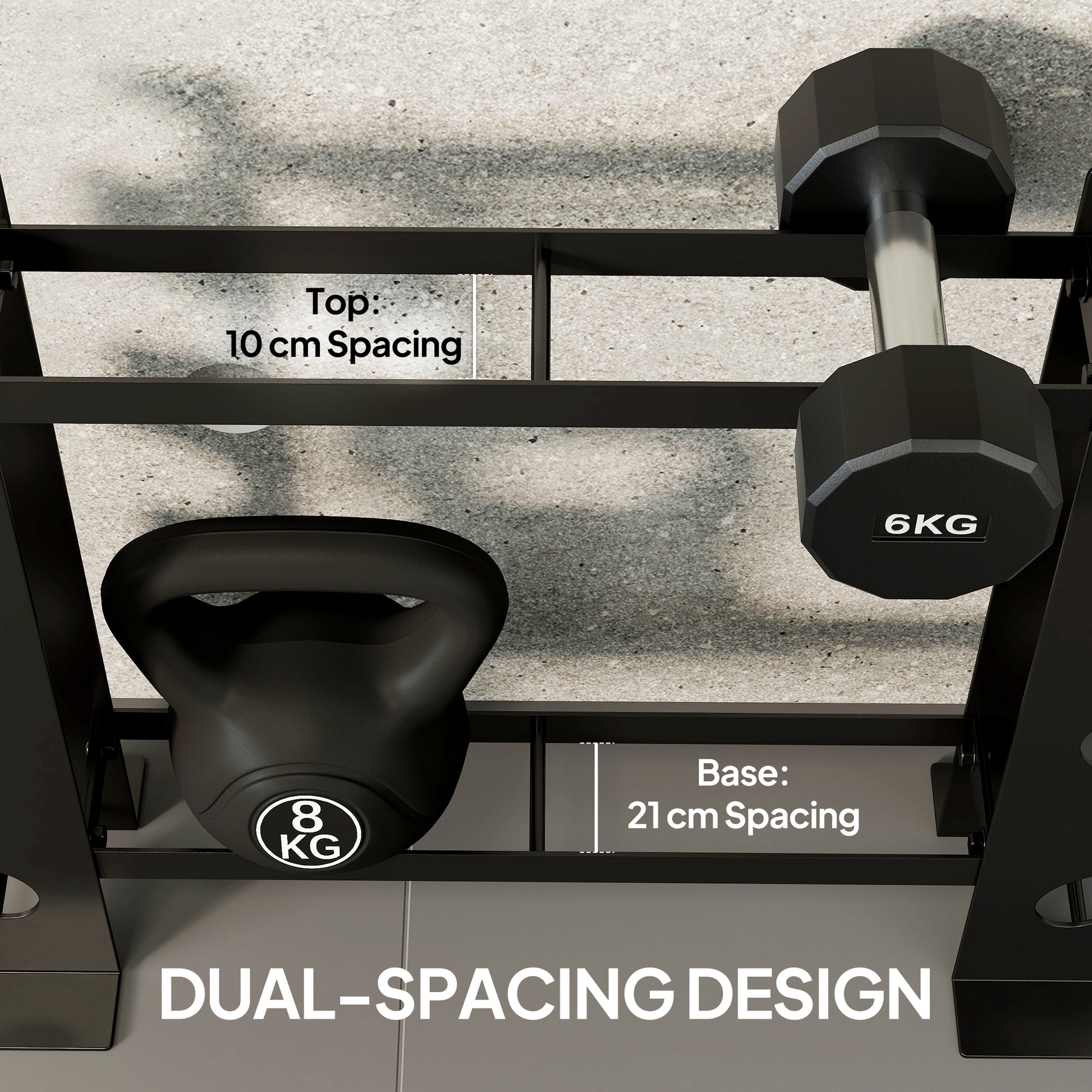 SPORTNOW 4-Tier Dumbbell Rack, Heavy-Duty Weight Rack for Dumbbells, Kettlebells and Multiple Balls, 200 KG Capacity, Black