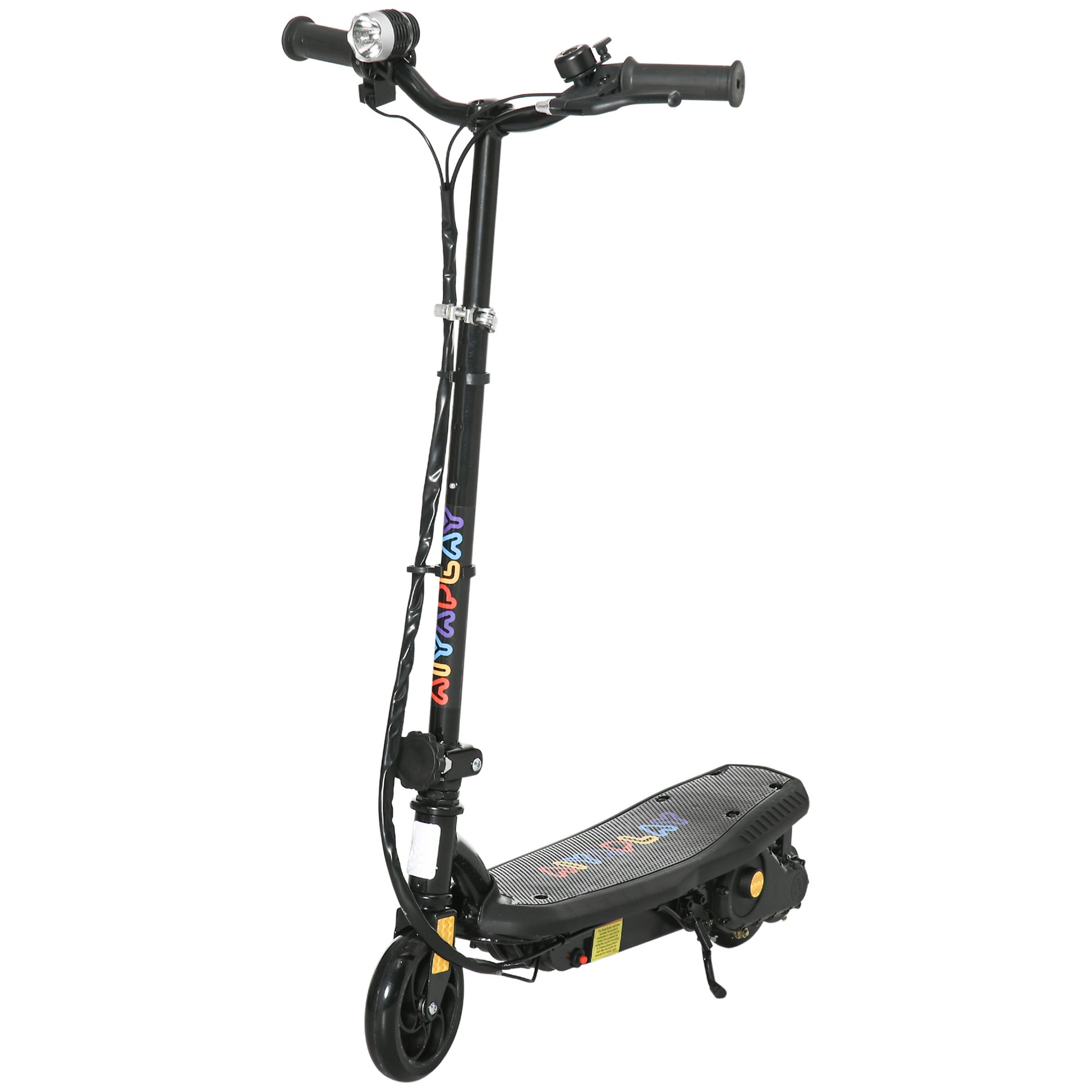 HOMCOM Foldable Electric Scooter, with LED Lights, for Ages 7-14 Years, Black Default Title
