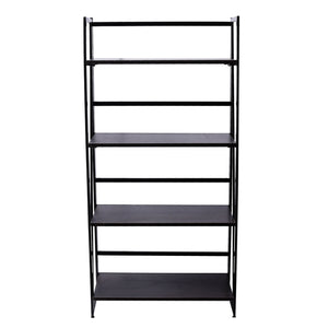 Folding Bookshelf Home Office Industrial Bookcase Wooden Storage Shelves Vintage 4 Tiers Book Rack Organizer