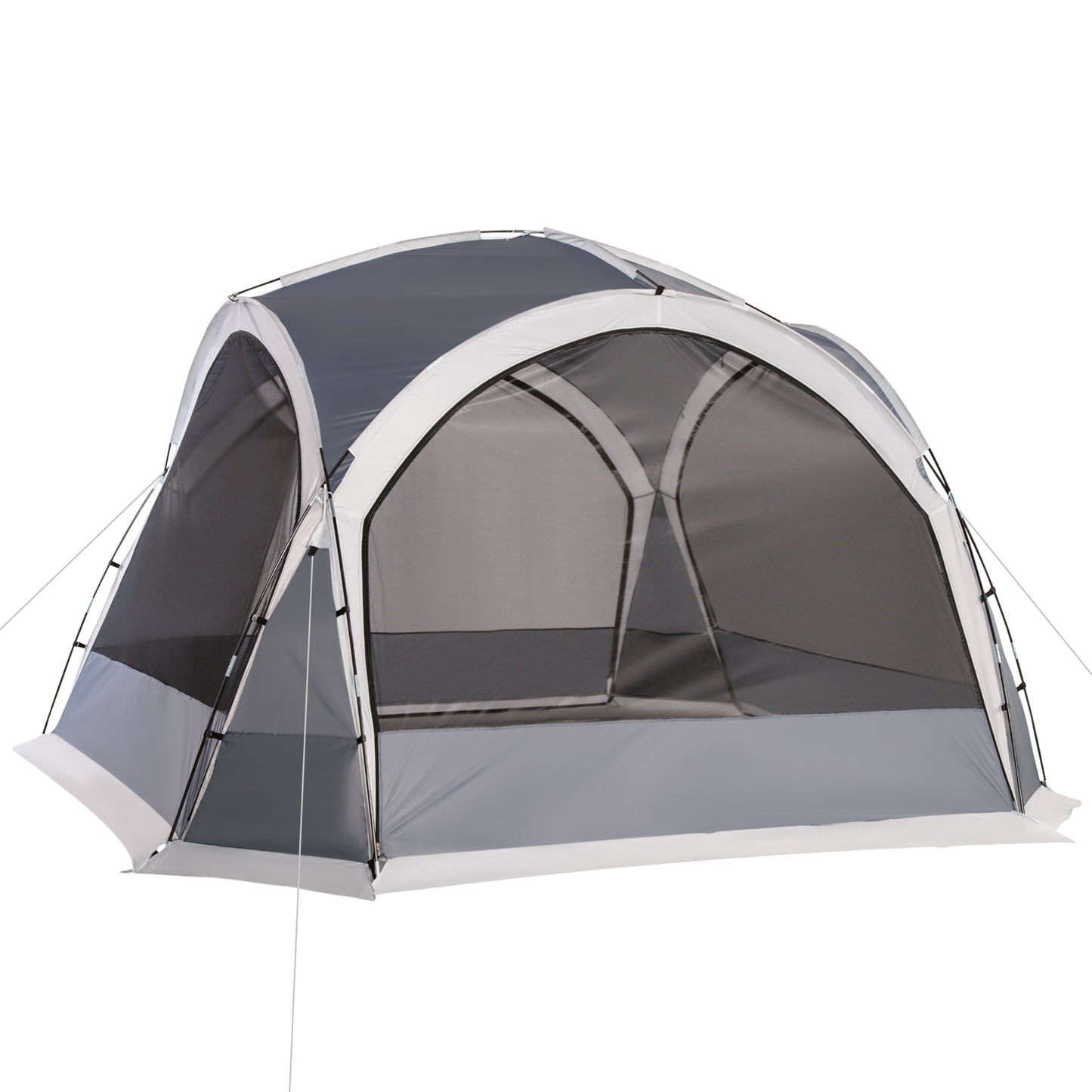 Outsunny Dome Tent for 6-8 Person, Camping Tent with 4 Zipped Mesh Doors, Removable Oxford Cloth, Lamp Hook, Portable Carry Bag, White and Grey Default Title