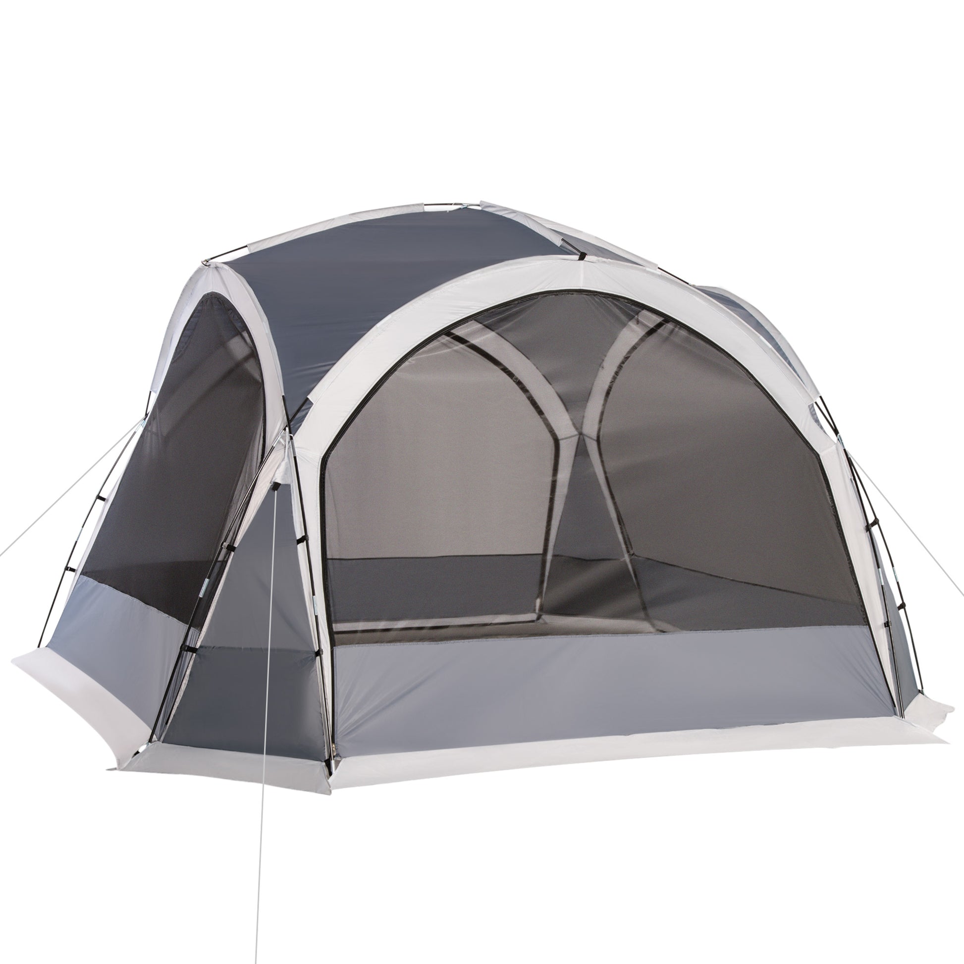 Outsunny Dome Tent for 6-8 Person, Camping Tent with 4 Zipped Mesh Doors, Removable Oxford Cloth, Lamp Hook, Portable Carry Bag, White and Grey Default Title