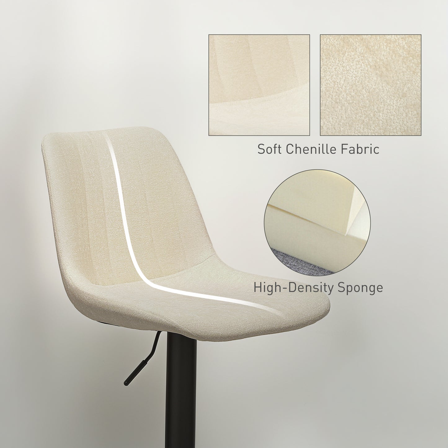 HOMCOM Set of Two Chenille-Feel Tub Bat Stools - Beige