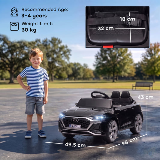 AIYAPLAY Audi Q8 etron Sportback Licensed Ride on Car with Remote Control, Four-Wheel Suspension, Soft Start for Ages 3-4, Black