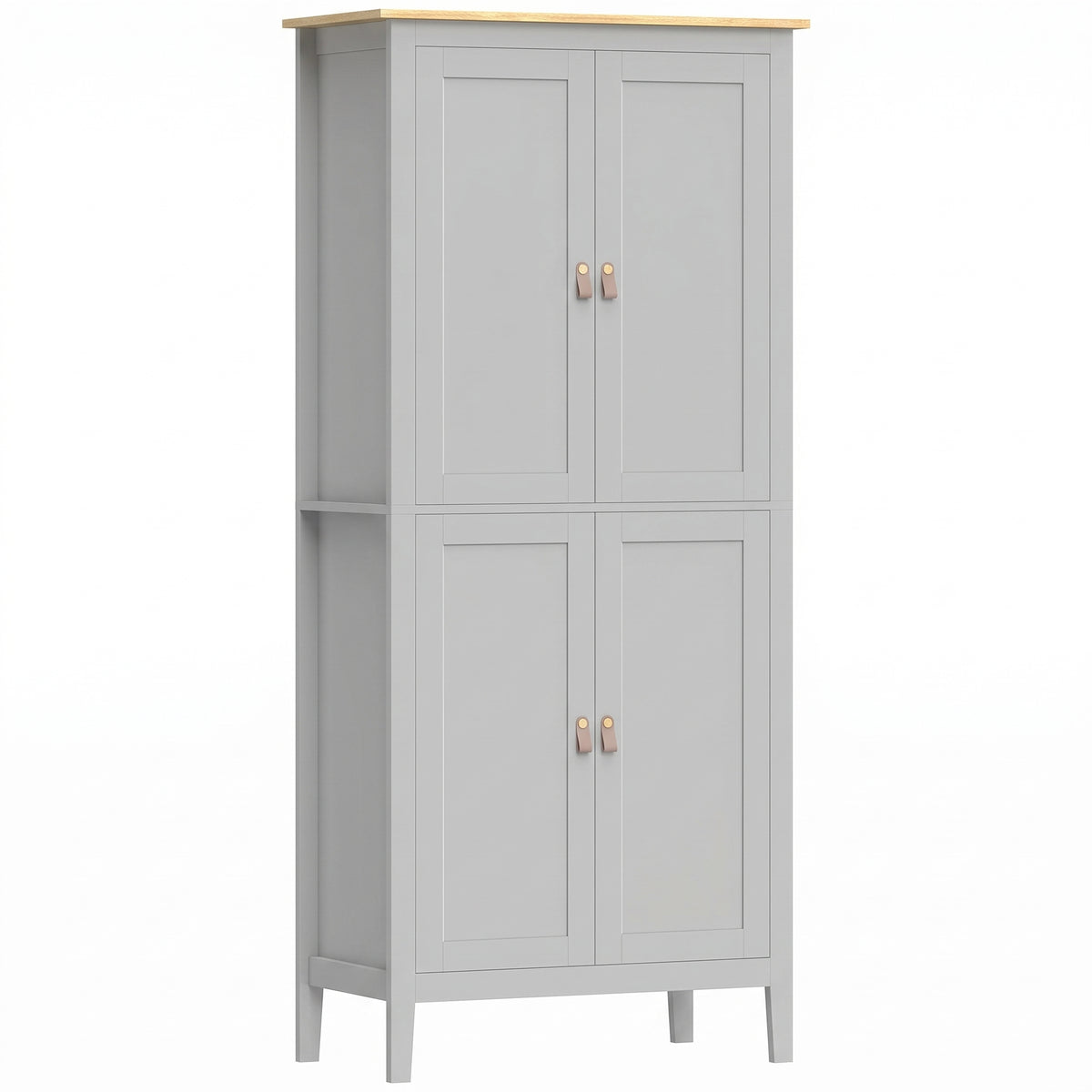 HOMCOM Tall Pantry Cupboard with Motion Sensor LED Light - Grey Default Title