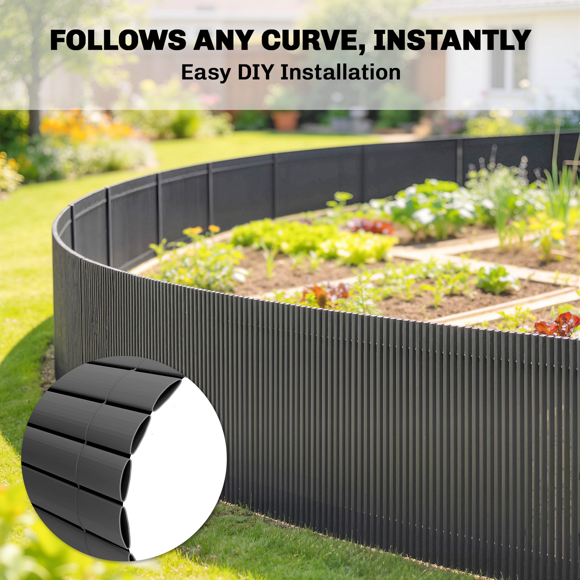 Outsunny 2Pcs Plastic Privacy Screening Fence, 1m x 3 m Waterproof Windbreak Fence, Dark Grey