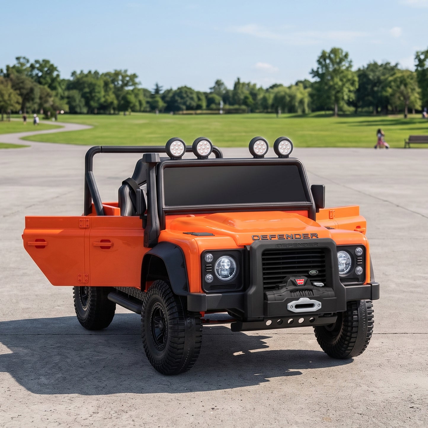 AIYAPLAY Kids Ride On Car with Remote Control, Music, Horn, 4 Spring Suspension Wheels, LED Lights for 3-5 Years Old, Orange