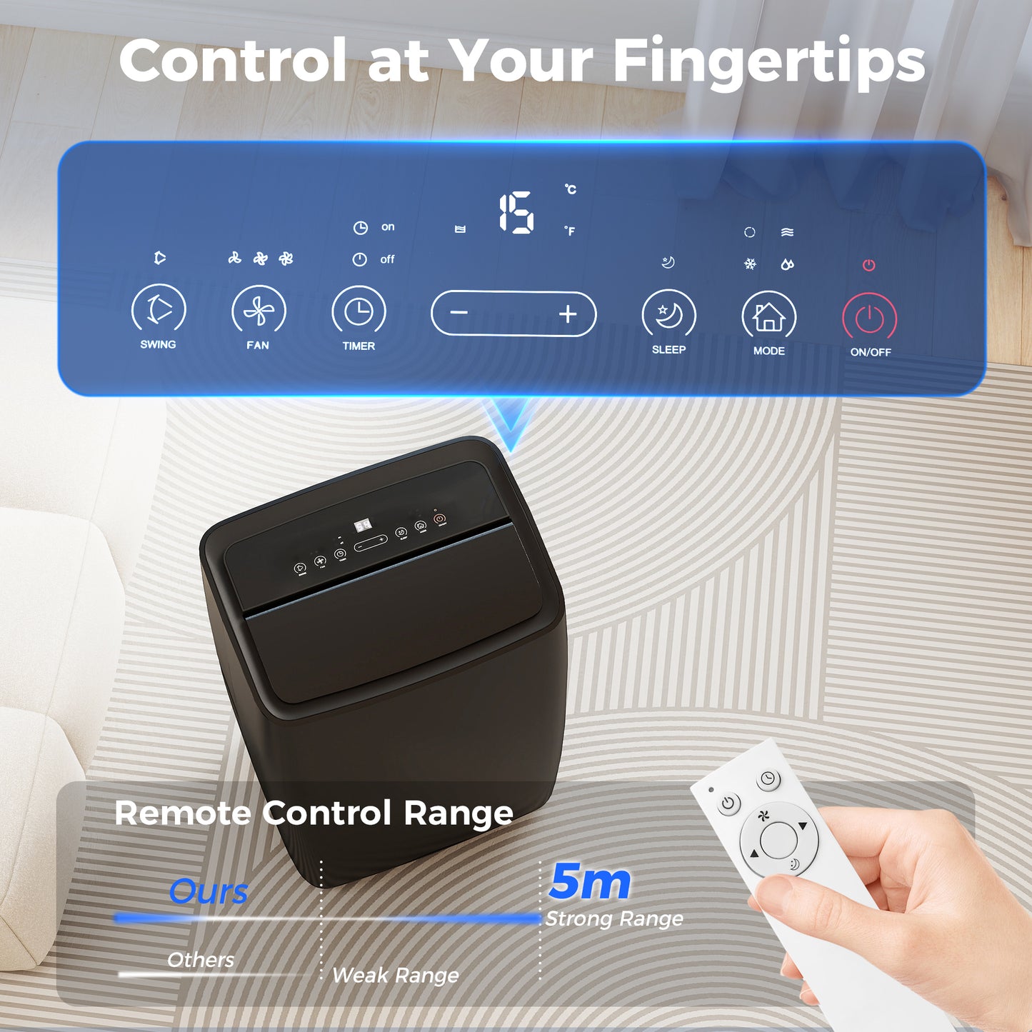 HOMCOM Portable Air Conditioner 14000 BTU, 4-in-1 Air Conditioning Unit, Dehumidifier, Cooling, Fan, Children Lock, 40mÂ²