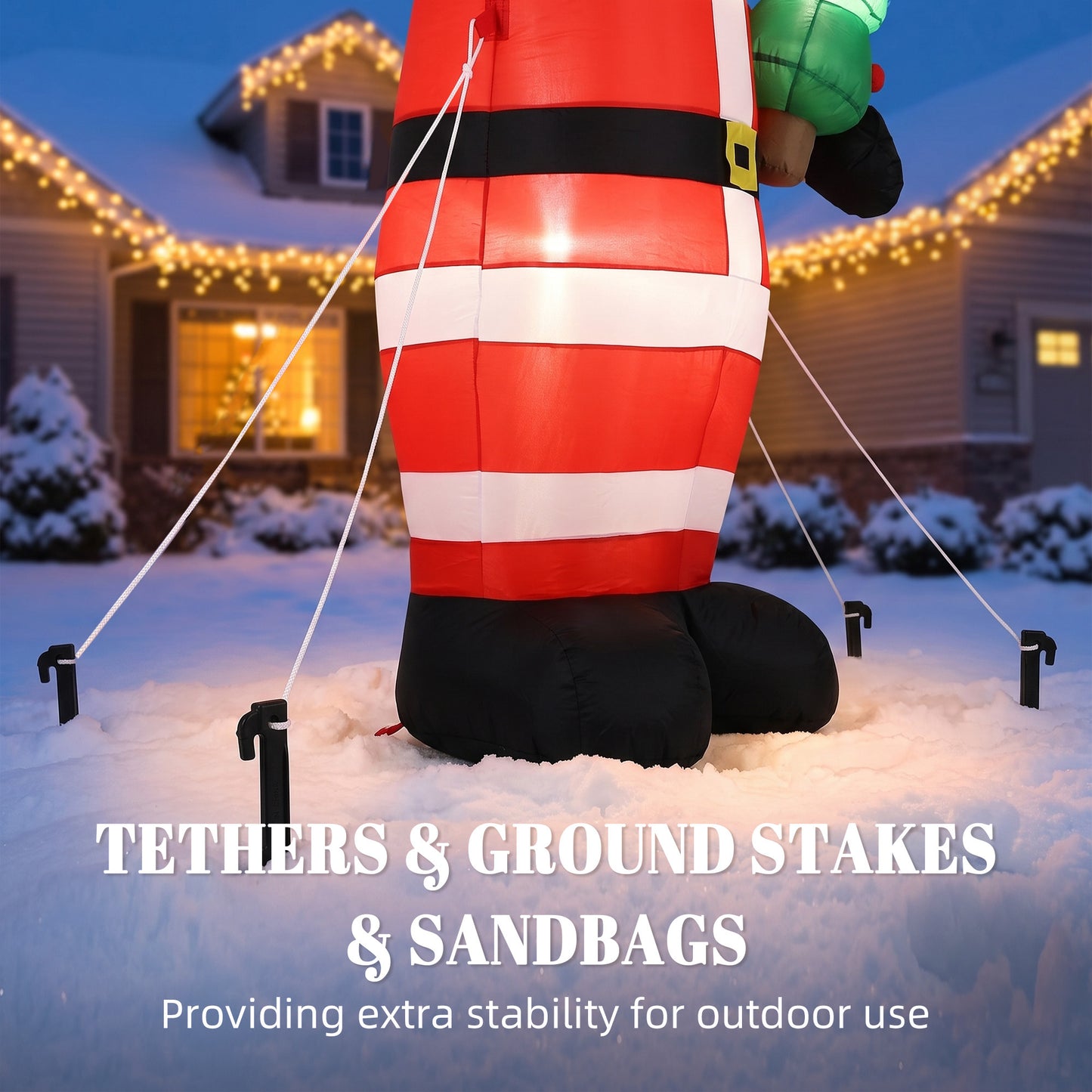 Outsunny Inflatable Christmas Decoration, 8FT Christmas Inflatable Santa with Bright LED Light, Red